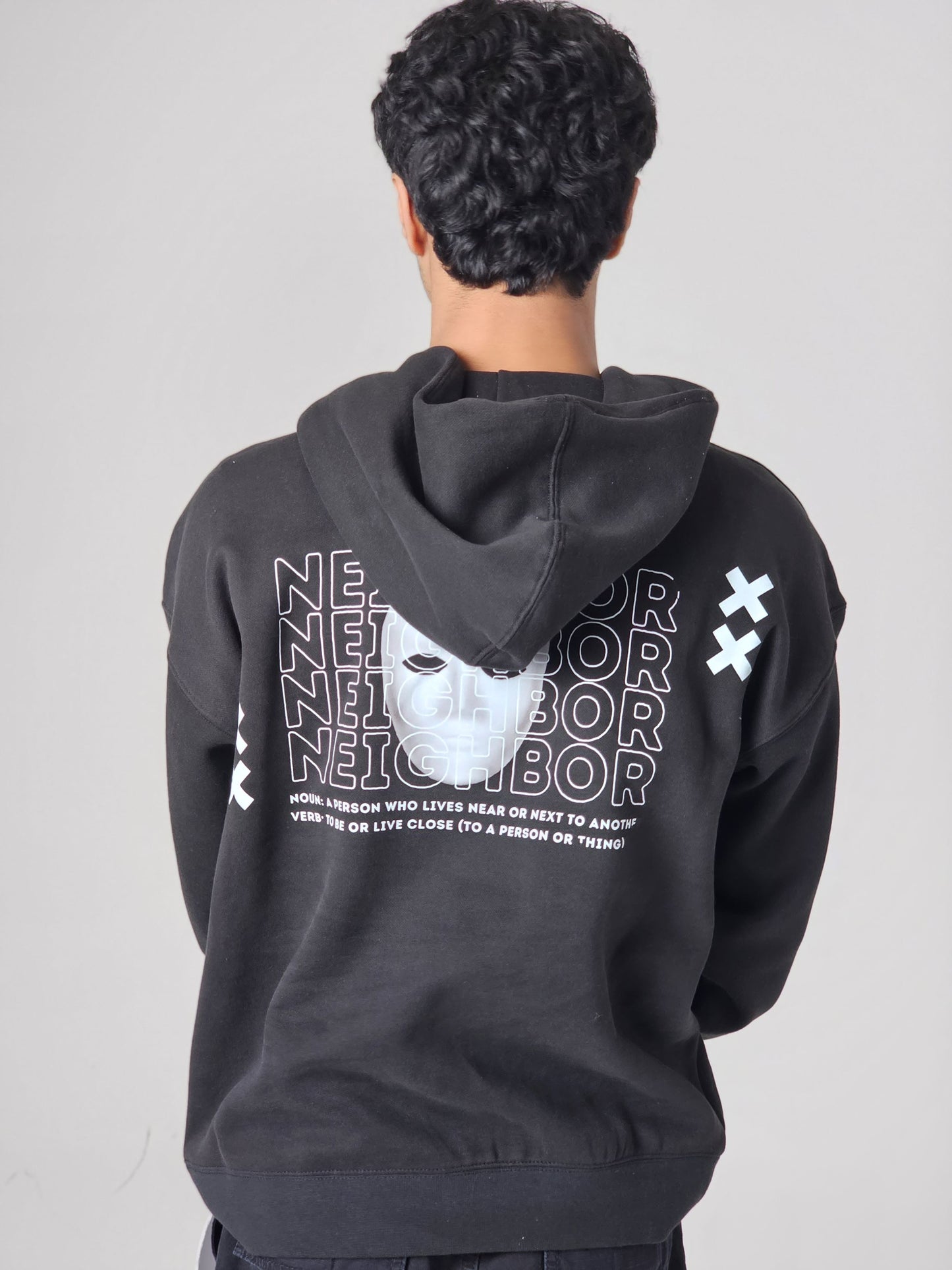 NEIGHBOR OVERSIZED HIGH NECK HOODIE - BLACK