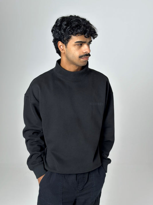 NEIGHBOR OVERSIZED MOCKNECK PULLOVER - BLACK