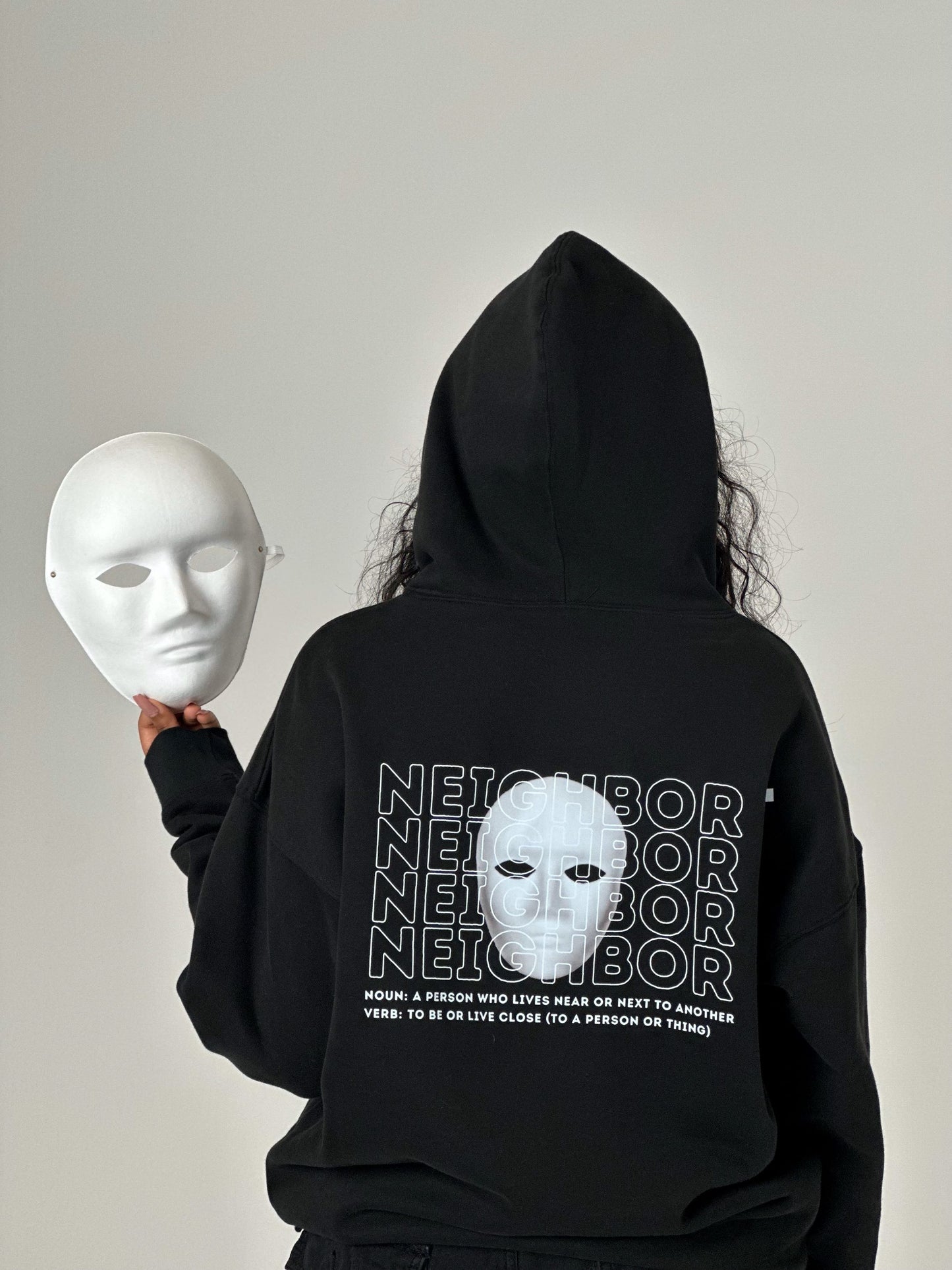 NEIGHBOR OVERSIZED HIGH NECK HOODIE - BLACK