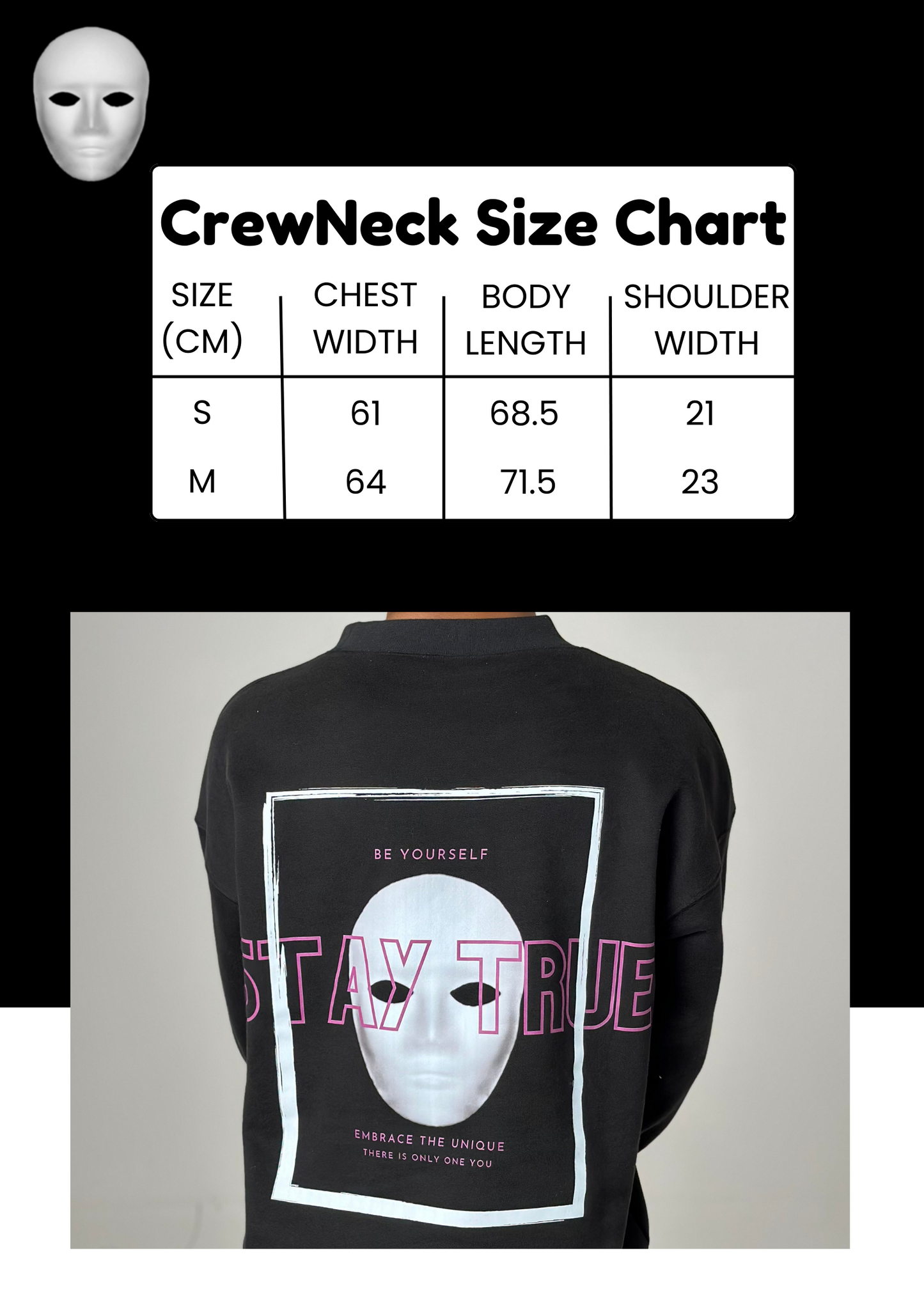 NEIGHBOR STAY TRUE OVERSIZED CREWNECK - BLACK