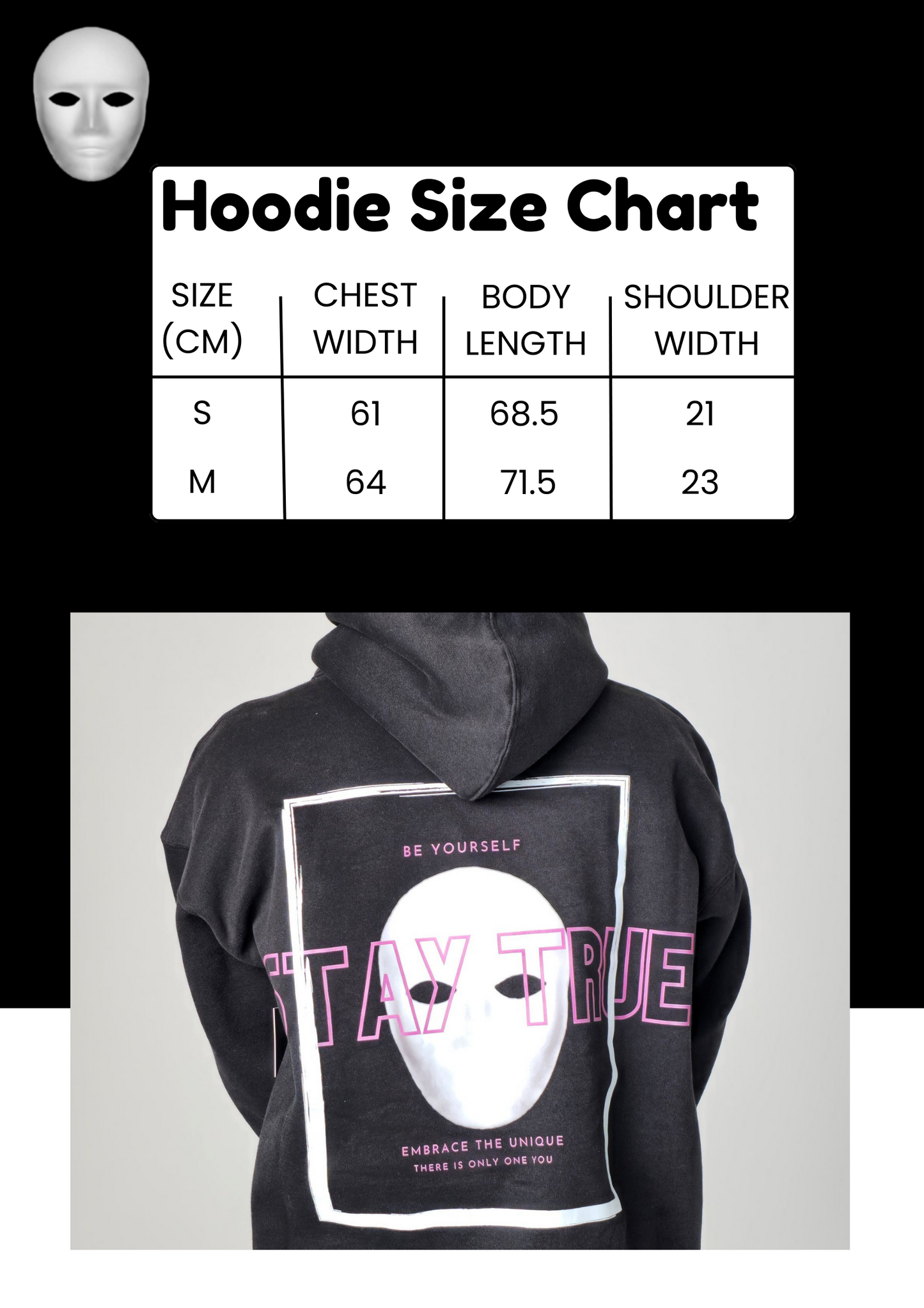 NEIGHBOR STAY TRUE OVERSIZED HIGH NECK HOODIE - BLACK